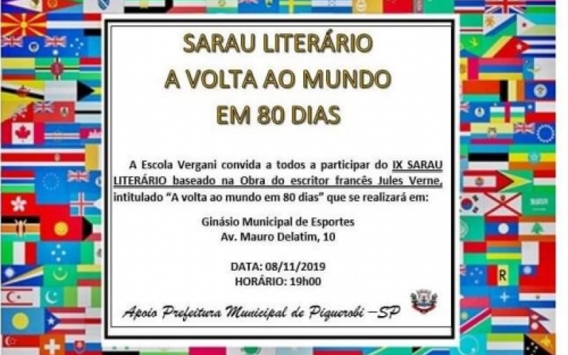 Nesta sexta-feira acontecerá o IX Sarau Literário em Piquerobi