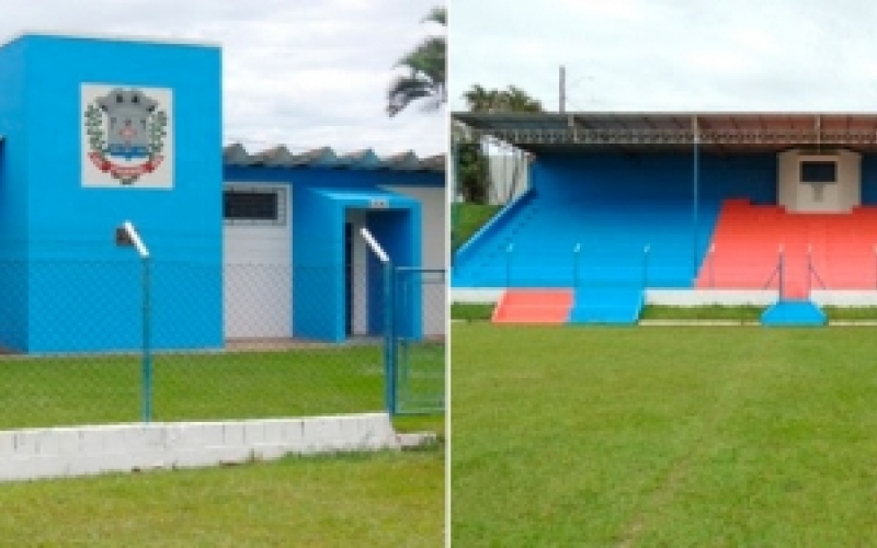 Estádio Municipal de Piquerobi recebe nova pintura.